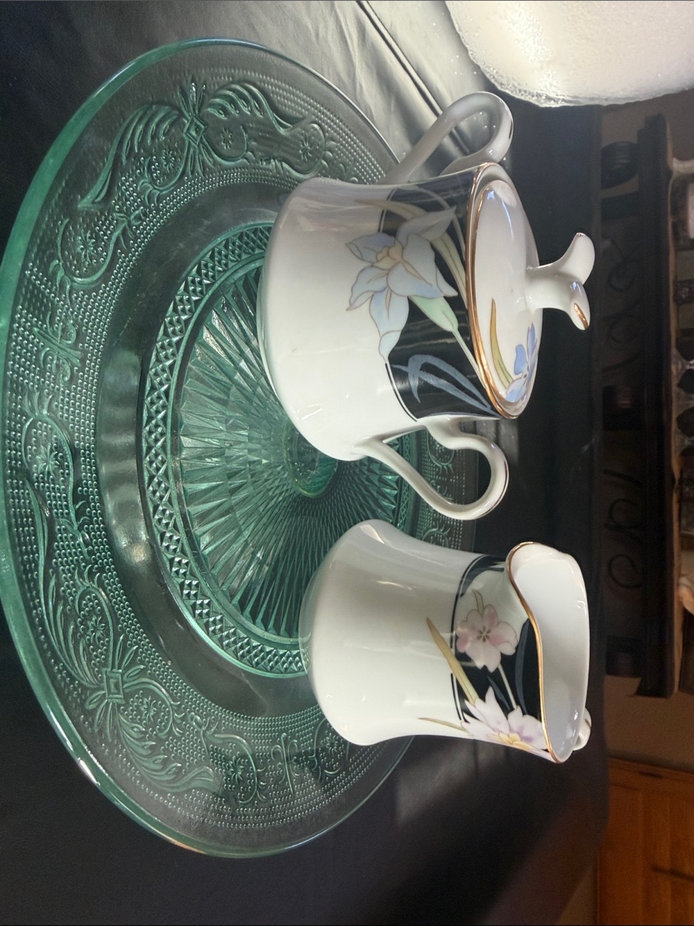 Mikasa Porcelain Creamer and Sugar Bowl with Pink Floral and Gold Trim